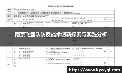 南京飞盘队防反战术创新探索与实践分析